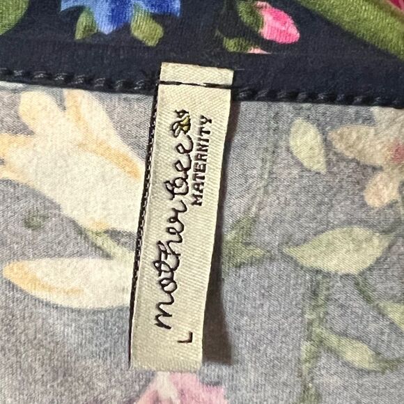 Mother Bee Maternity Blue Floral Maxi Dress Faux Wrap Large EUC - Picture 4 of 5
